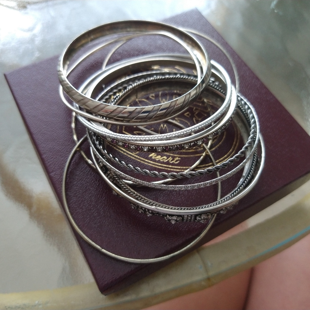 Silver Bangle Bracelets - image 2
